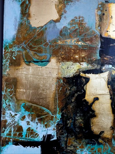 "Golden Rules": gold leaf and paint on canvas. 