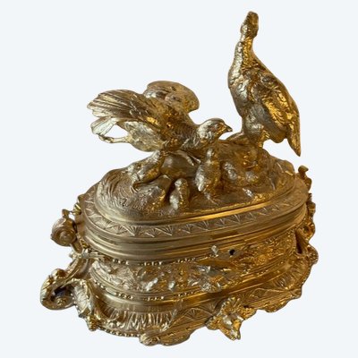 fioriera da tavolo in bronzo dorato