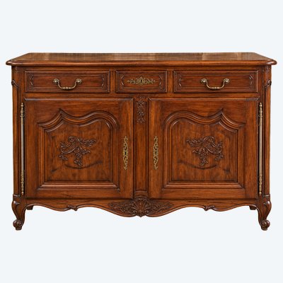 Louis XV-style low sideboard in carved oak – 18th century