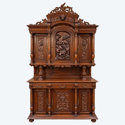 Large, richly carved two-part sideboard – Henry II Renaissance style – 19th century