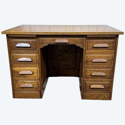 Bureau plat en chêne des années 1950