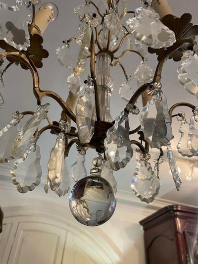 lampadario in bronzo e cristallo