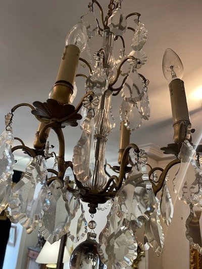 lampadario in bronzo e cristallo