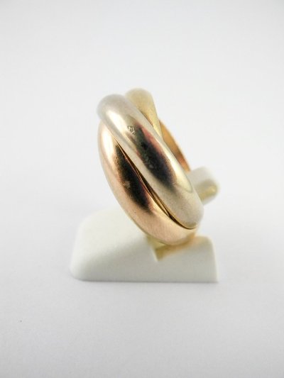 Bague Cartier Trinity Grand Modèle, Trois Ors, 1997, dans son Ecrin