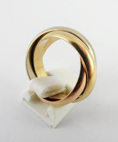 Bague Cartier Trinity Grand Modèle, Trois Ors, 1997, dans son Ecrin