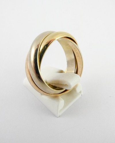Bague Cartier Trinity Grand Modèle, Trois Ors, 1997, dans son Ecrin