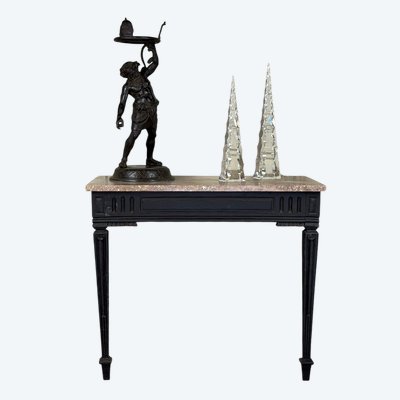 Console Louis XVI en chêne patiné noir, fin XVIIIème siècle