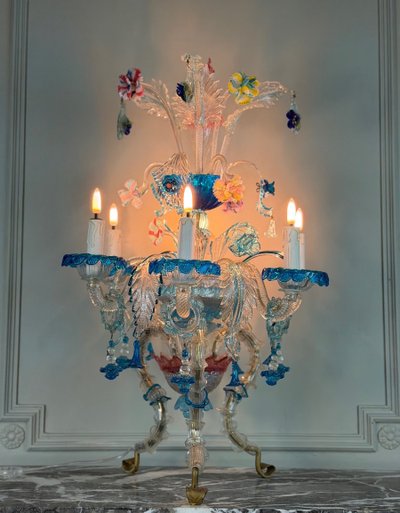Venetian girandole in multicolored Murano glass, circa 1920