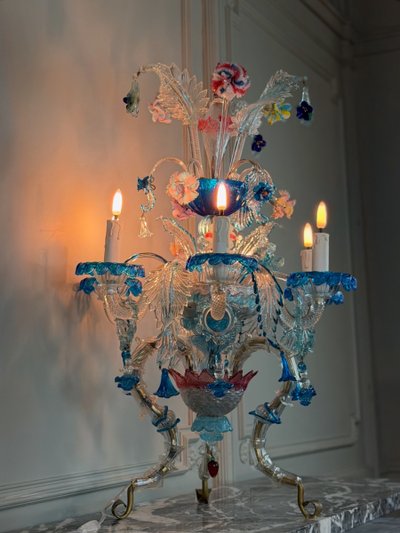 Venetian girandole in multicolored Murano glass, circa 1920