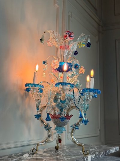 Venetian girandole in multicolored Murano glass, circa 1920