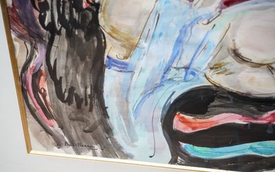 André PLANSON,  Nudo disteso con il ventaglio