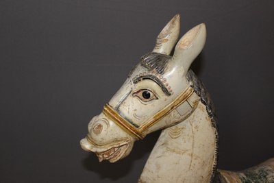Cheval à Bascule en Bois Sculpté Polychrome début XXe