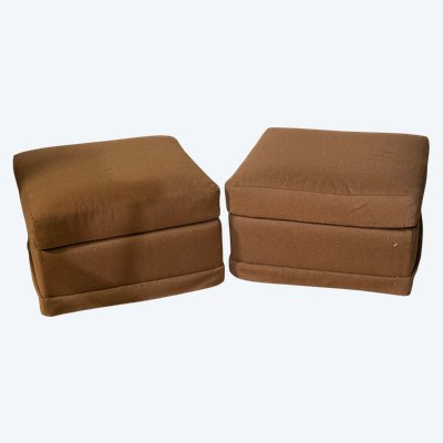 Paire de poufs en tissu