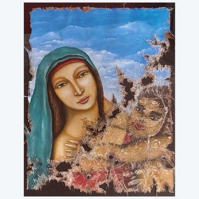 Pierre Maraval - (1950 - ..) - *Porcheria* - to P. P. Pasolini - 1989 - acrylic on canvas - Castres