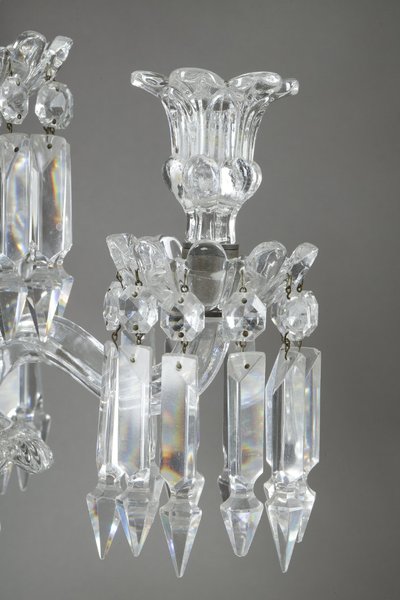 PAIR OF BACCARAT FOUR-LIGHT MOLDED CRYSTAL CANDELABRA
