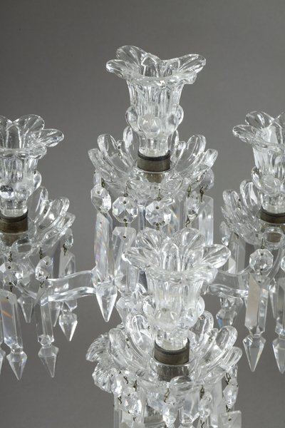 PAIR OF BACCARAT FOUR-LIGHT MOLDED CRYSTAL CANDELABRA