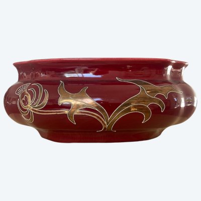 Copri-vaso - fioriera in ceramica, maiolica di Sarreguemines, Art Nouveau