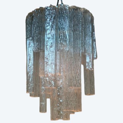 Lustre vénitien en verre de Murano incolore, vers 1960