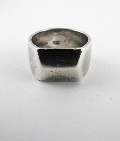 Dinh Van Ring, Large Art Deco-Inspired Pyramidal Dome Ring in Silver, Unisex