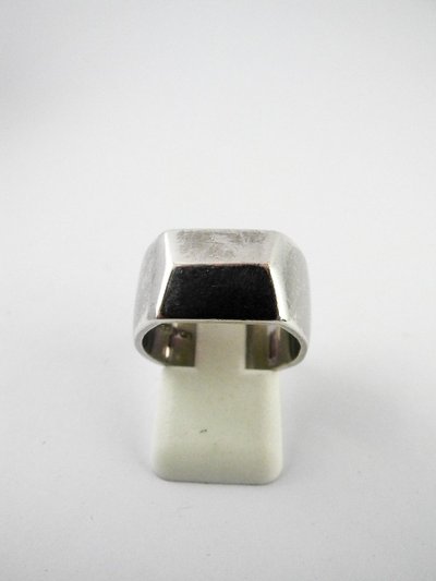 Dinh Van Ring, Large Art Deco-Inspired Pyramidal Dome Ring in Silver, Unisex
