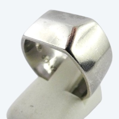 Dinh Van Ring, Large Art Deco-Inspired Pyramidal Dome Ring in Silver, Unisex