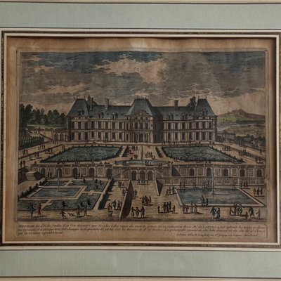 Optical view engraving of Meudon castle
