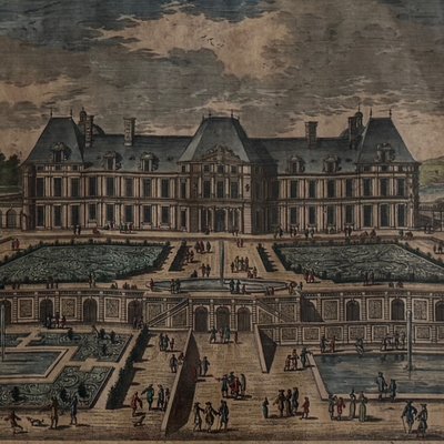 Optical view engraving of Meudon castle