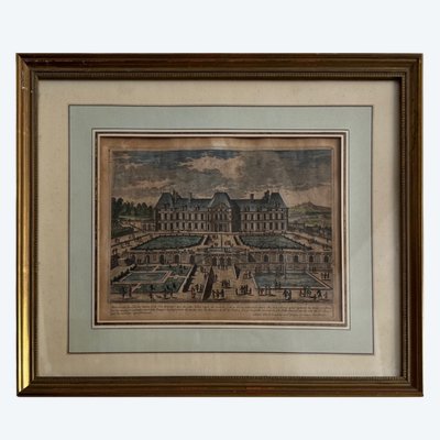Optical view engraving of Meudon castle