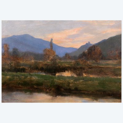 Many BENNER 1873–1965 Thann, Landschaft bei Sonnenuntergang, Landschaft, um 1900 Elsass Henner
