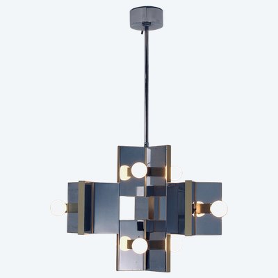 Suspension en laiton et chrome miroir, Gaetano Sciolari.
