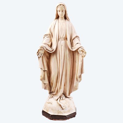 Immaculate Virgin Mary Art Deco plaster sculpture signed Bacci, early 20th century