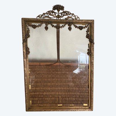 Cadre porte-photo en laiton doré à guirlandes – Style Louis XVI – Fin XIXe siècle