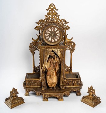 Orientalist Mantel Set With Ostriches End of XIXth Century