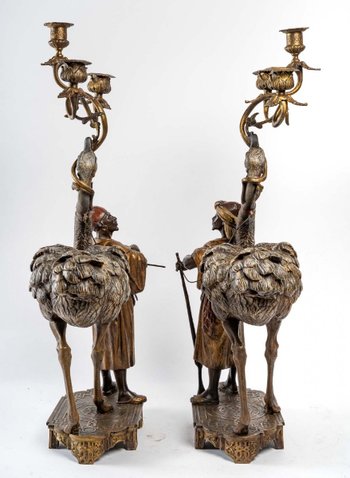 Orientalist Mantel Set With Ostriches End of XIXth Century