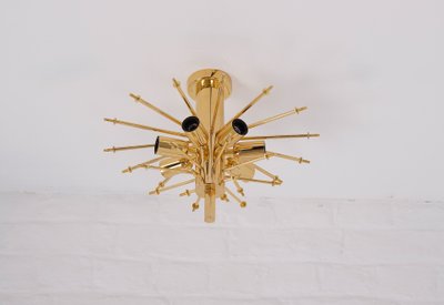 Crystal and gilded brass pendant light, Kalmar publisher.