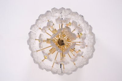 Crystal and gilded brass pendant light, Kalmar publisher.