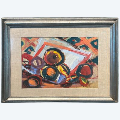 Luigi Spazzapan, oil and tempera on cardboard, 1935, still life. Size 67.50 x 55 cm.