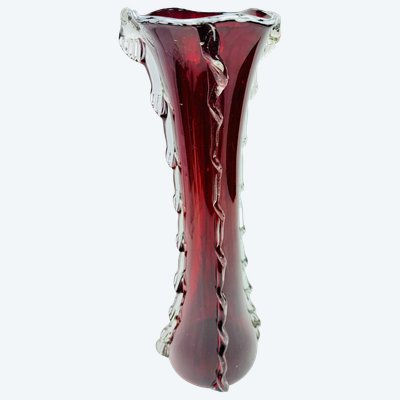 Grande vaso in vetro rosso rubino, Murano 50/60