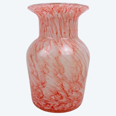 Vaso in vetro marmorizzato rosa, Murano