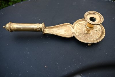 Rare hand-held candlestick, also known as a bishop's candlestick