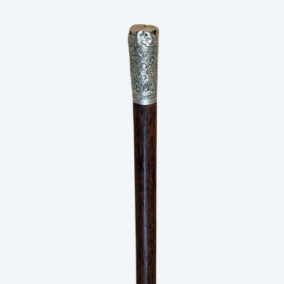 Spazierstock aus Mahagoni mit silbernem Knauf, 19. Jahrhundert