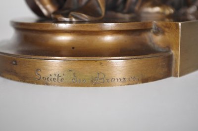 The Letter, patinated bronze group signed Jean-Louis Grégoire, foundry mark
