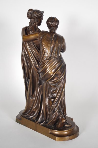 The Letter, patinated bronze group signed Jean-Louis Grégoire, foundry mark