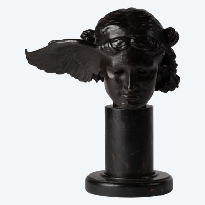 Giovanni Nisini (XIX secolo), Testa di Ipnos ispirata all'antico, bronzo con patina bruna, XIX secolo