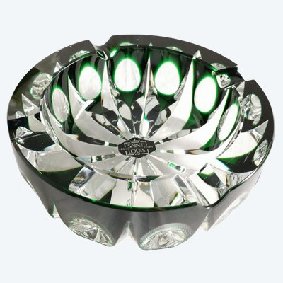 Cristal Saint-Louis France large trinket tray/ashtray 17cm Ambassador green