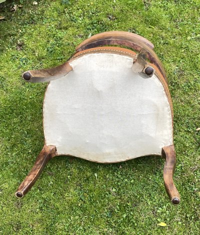 Fauteuil de bureau d’époque Louis Philippe, bois naturel et cuir