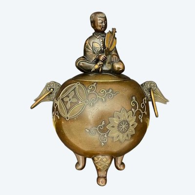 Dreibeiniger Koro-Räuchergefäß aus Bronze – Japan, Meiji-Zeit