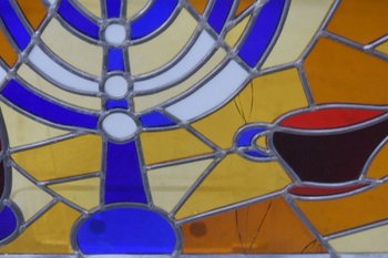 Rounded Stained Glass At The Dove Of Peace Judaica