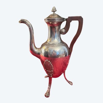 Empire style silver-plated metal tripod teapot