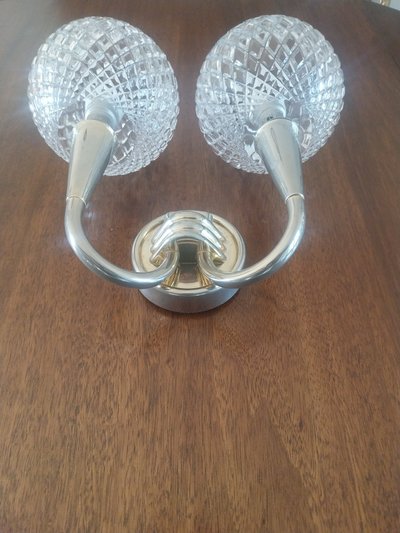 Double wall sconce – Cut glass and gilt metal – 1960s